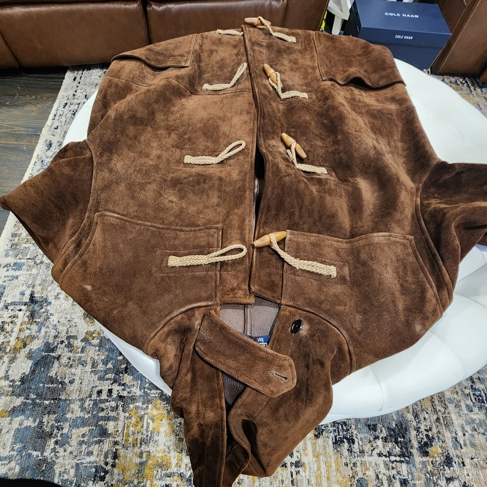 Ralph Lauren polo Vintage Leather Duffle coat hoodie Excellent condition Trench - Picture 11 of 12